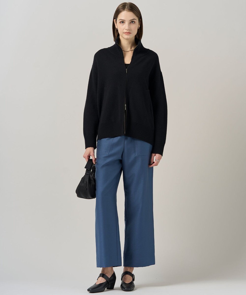 ICB 【洗える】ウールワッシャーツイル ワイドストレートパンツ 