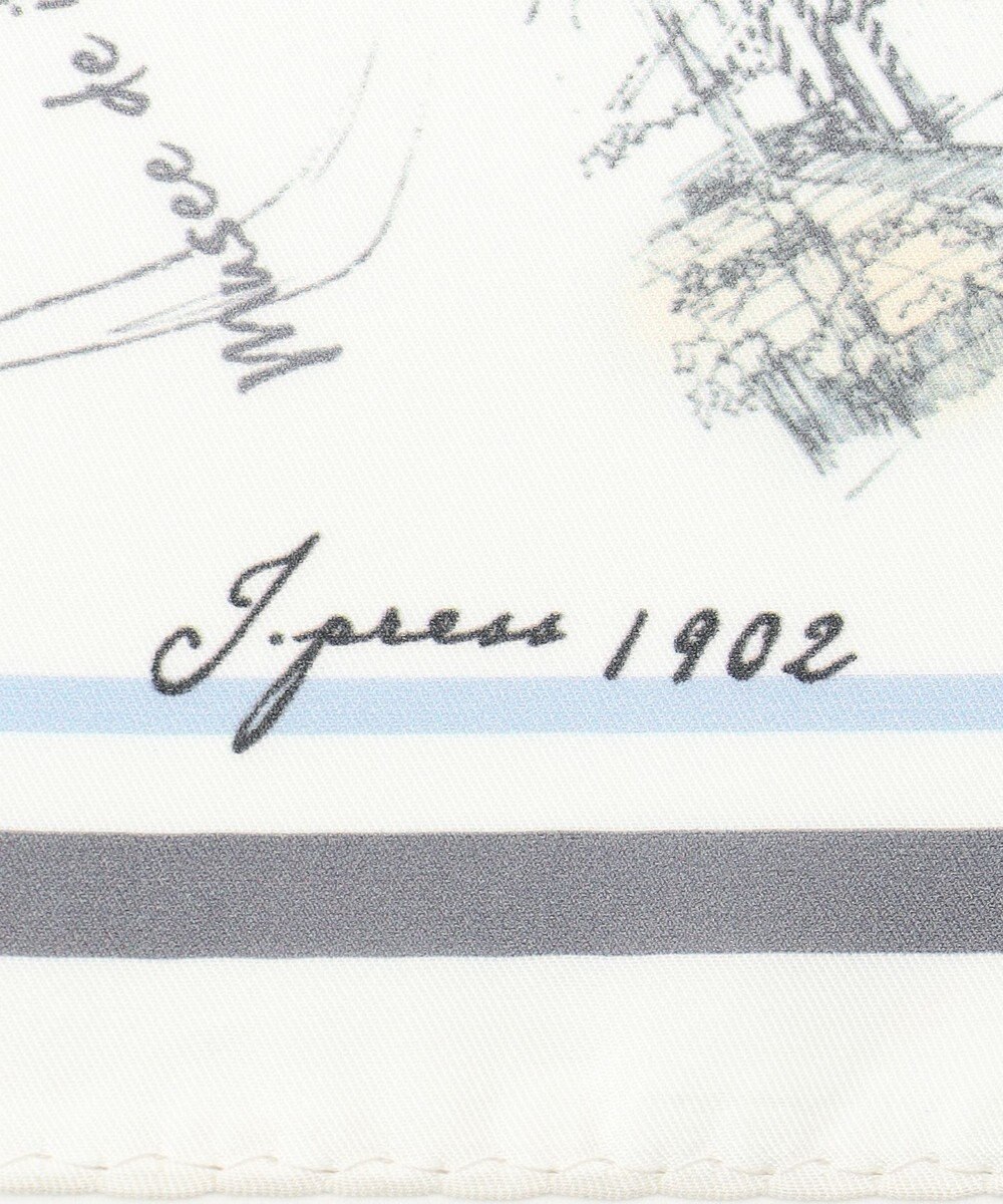 J.PRESS LADIES Ville de Paris スクエア プリント スカーフ 