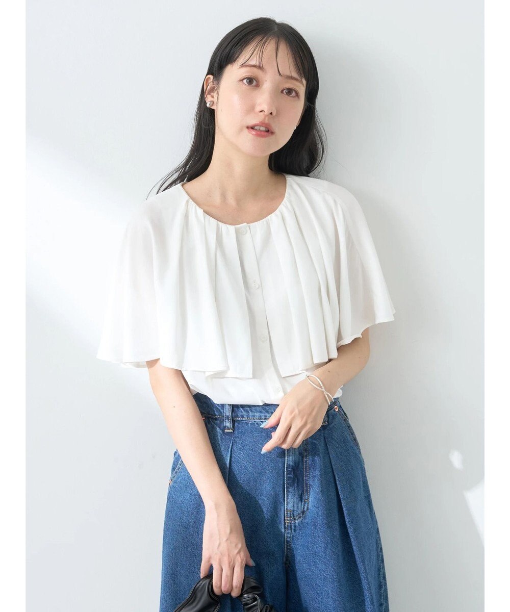 earth music&ecology ケープカラーブラウス 