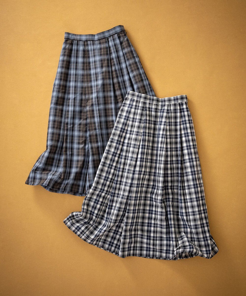 23区 【洗える】ナイロンチェックタフタ タックスカート 