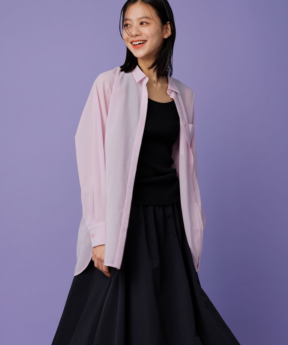 ICB L 【洗える】トリアセコットンシアー ドルマンスリーブシャツ 