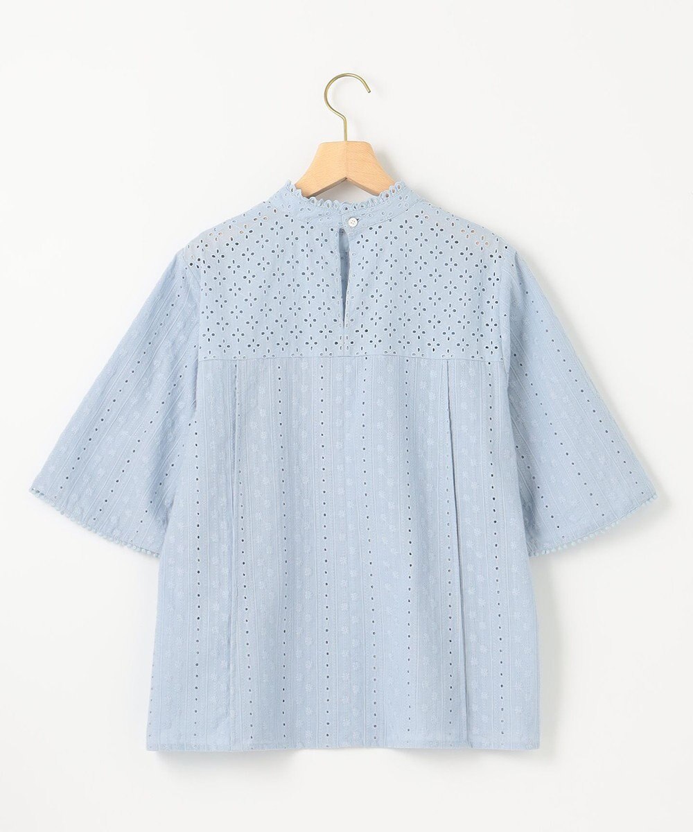 組曲 【WEB限定色あり】エンブロイダリーレース　ハイネック半袖ブラウス 