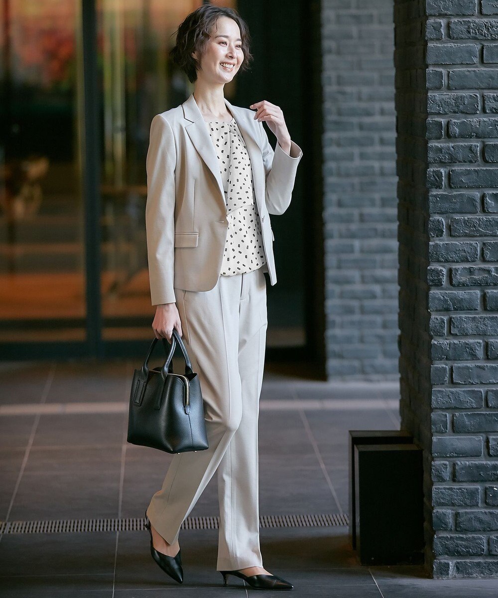 自由区 L 【洗える】WASHABLEPONTE テーパードパンツ 