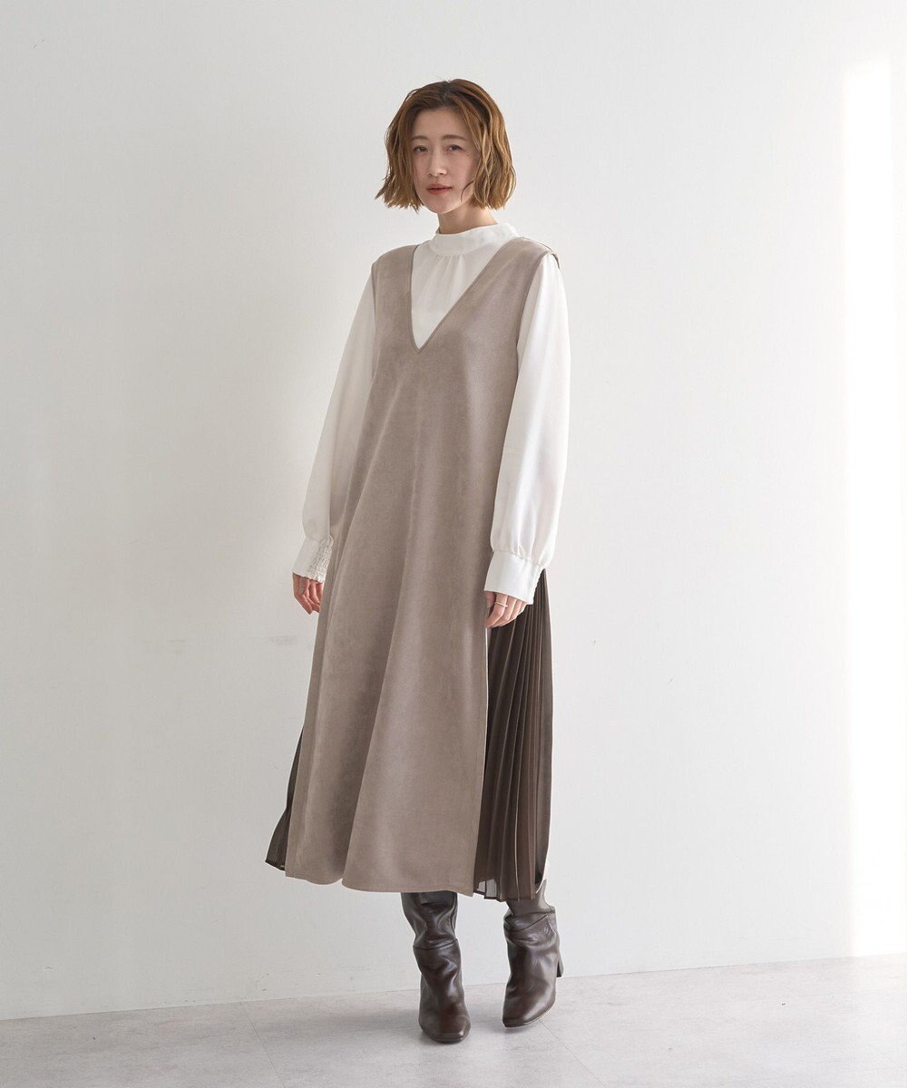 YECCA VECCA 【2点SET】ブラウスセットプリーツMIXジャンスカ 