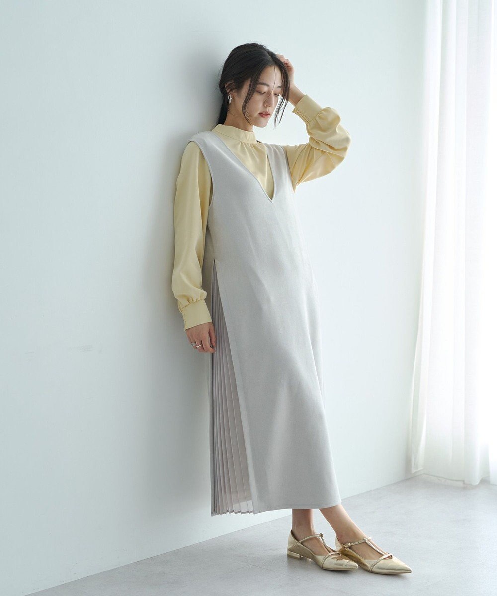 YECCA VECCA 【2点SET】ブラウスセットプリーツMIXジャンスカ 