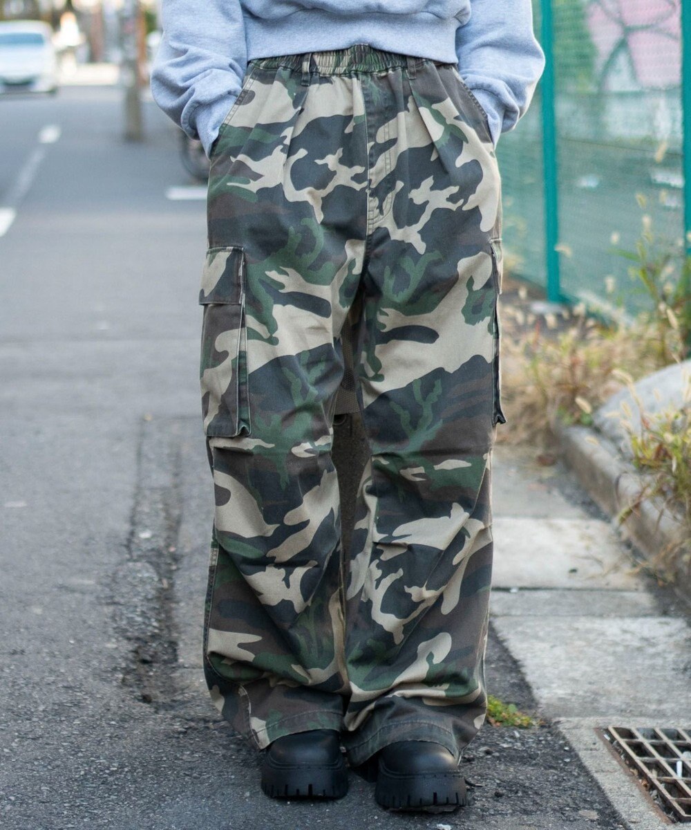 WEGO 【ユニセックス着用ITEM/SMLサイズ展開】イージーワイドカーゴパンツ 