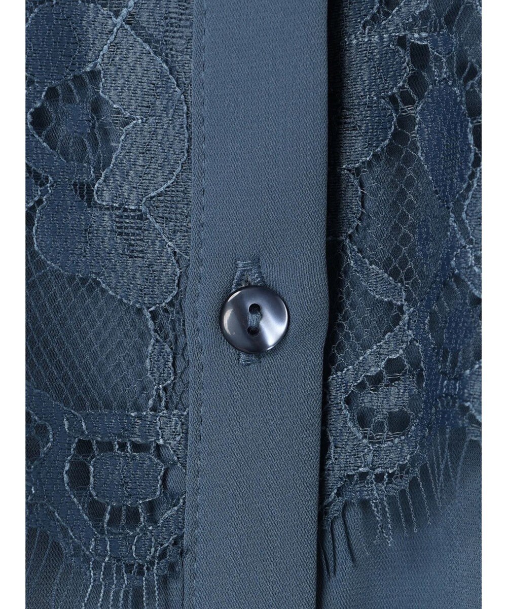 Green Parks 胸元レースフレンチスリーブブラウス 