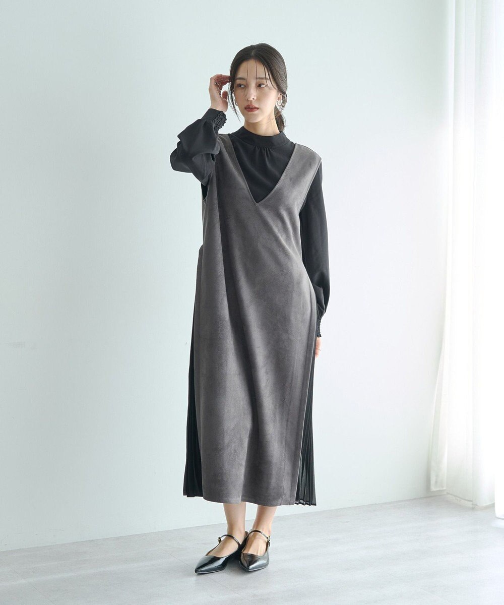 YECCA VECCA 【2点SET】ブラウスセットプリーツMIXジャンスカ 