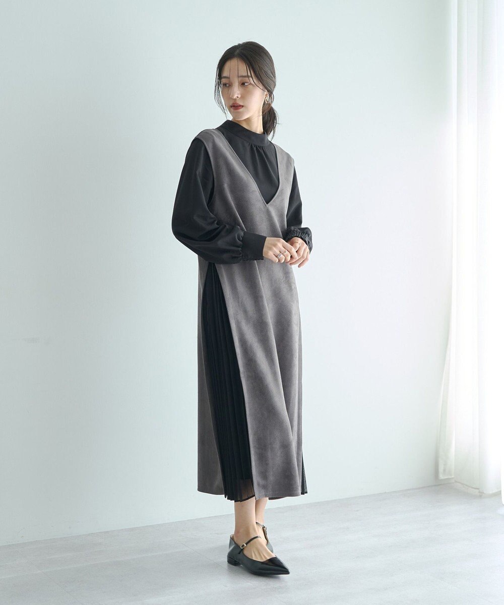 YECCA VECCA 【2点SET】ブラウスセットプリーツMIXジャンスカ 