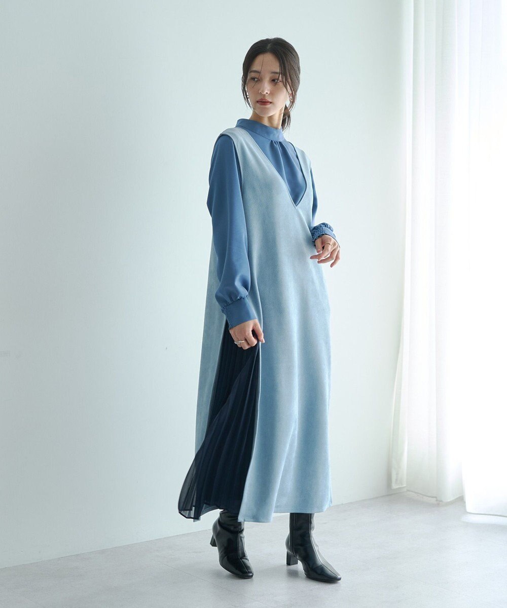 YECCA VECCA 【2点SET】ブラウスセットプリーツMIXジャンスカ 