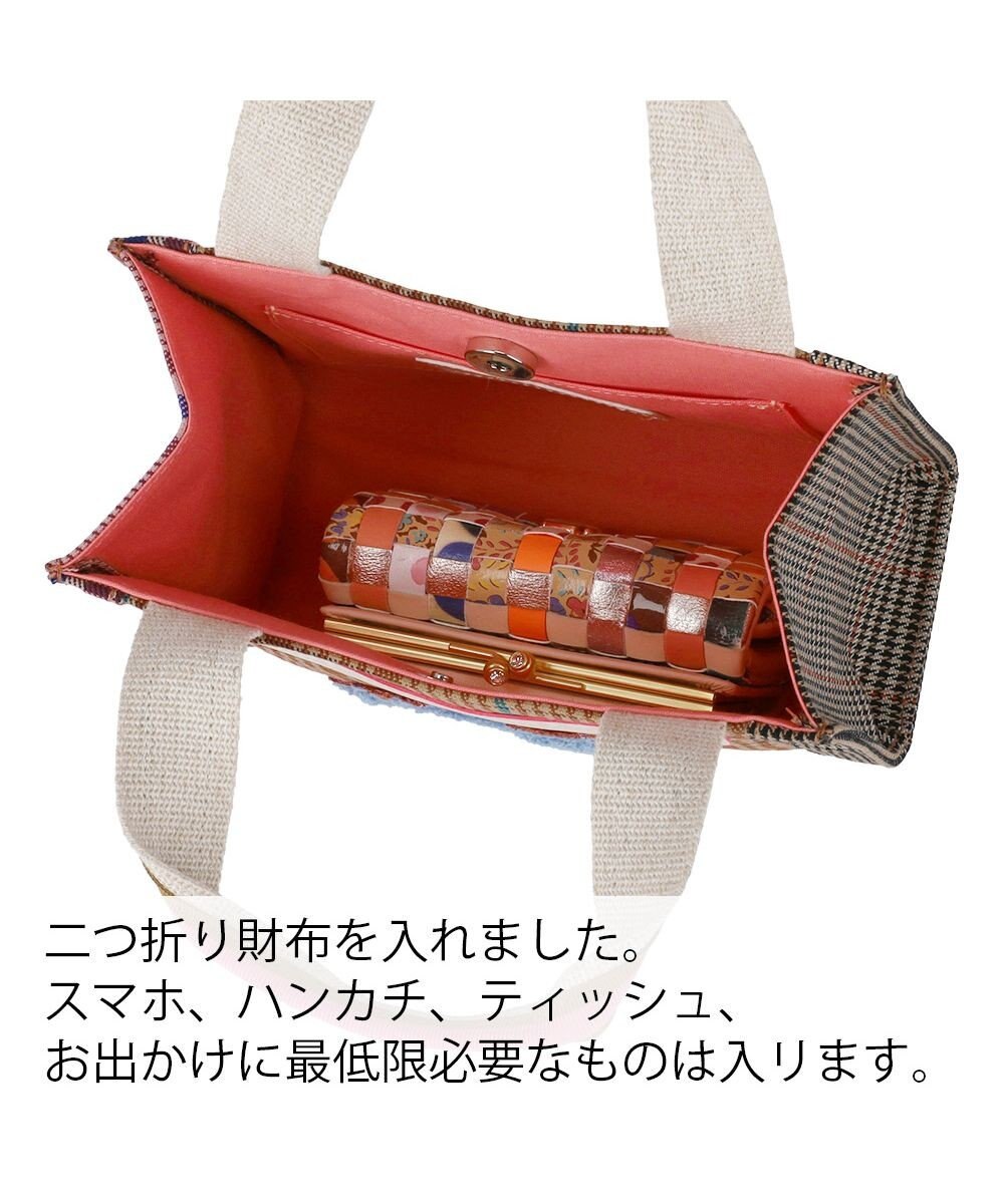 tsumori chisato CARRY フレームチェックキラネコ ハンドバッグ 手提げ ミニバッグ 