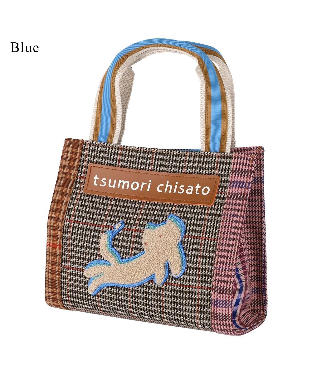 tsumori chisato CARRY フレームチェックキラネコ ハンドバッグ 手提げ ミニバッグ 