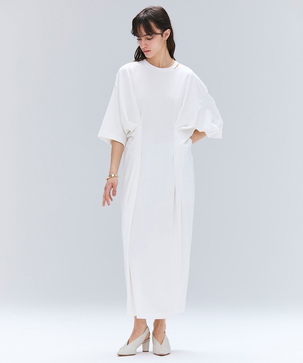 BEIGE， 【洗える】S.BABILA / スリットネックウエストタックワンピース 