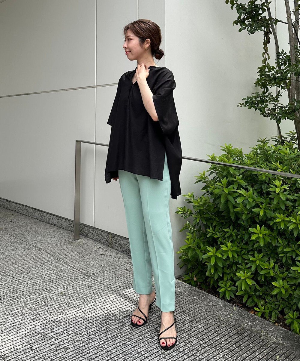 UNFILO L 【洗える】リネンレーヨン　スキッパーシャツ 