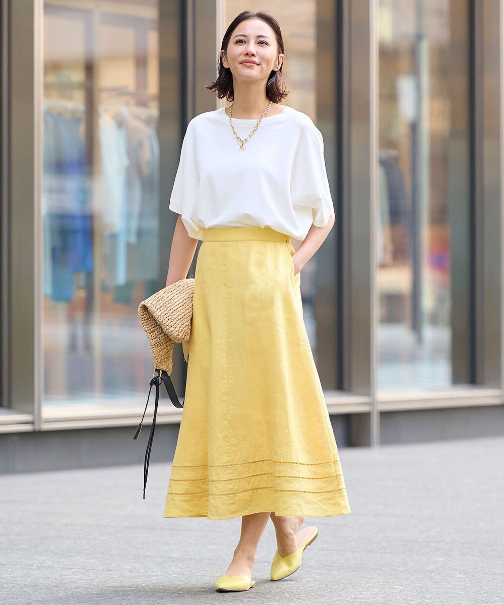 自由区 【XSサイズ～/洗える/セット可】エンブロイダリーリネン フレアスカート 