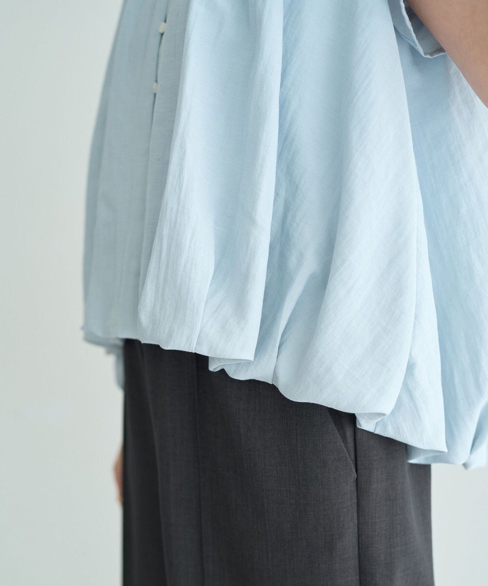 YECCA VECCA 刺繍カラーバルーンヘムブラウス 
