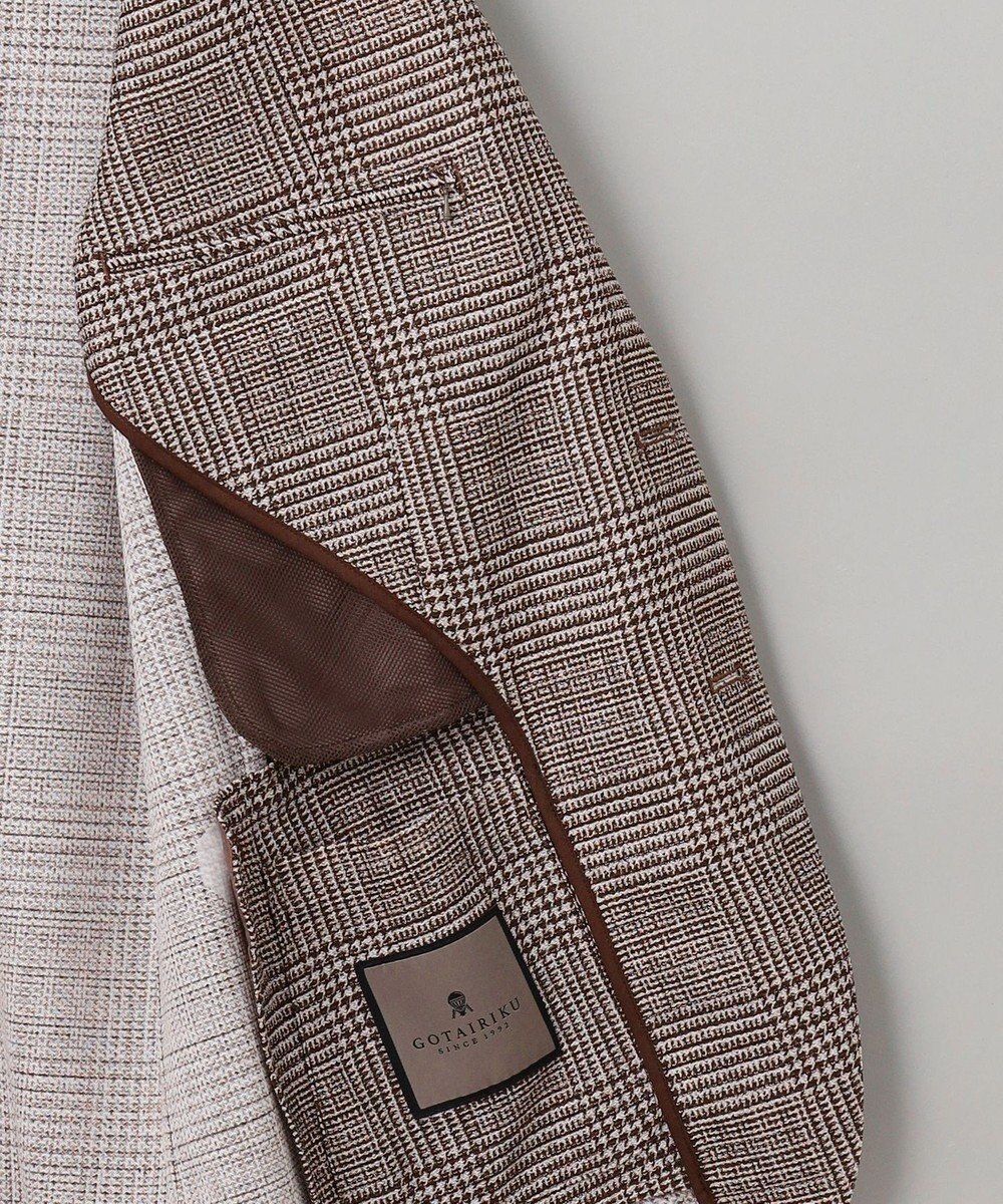 GOTAIRIKU 新柄【吸水速乾/ウォッシャブル】ノルマンディーリネン カーディガンジャケット＿グレンチェック柄 