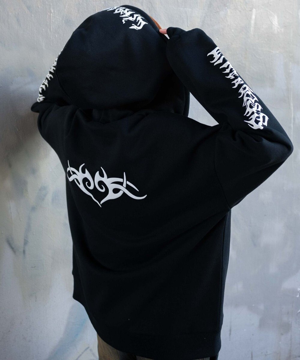 WEGO 【裏起毛/セットアップ対応】グラフィック裏起毛ZIPビッグパーカー 