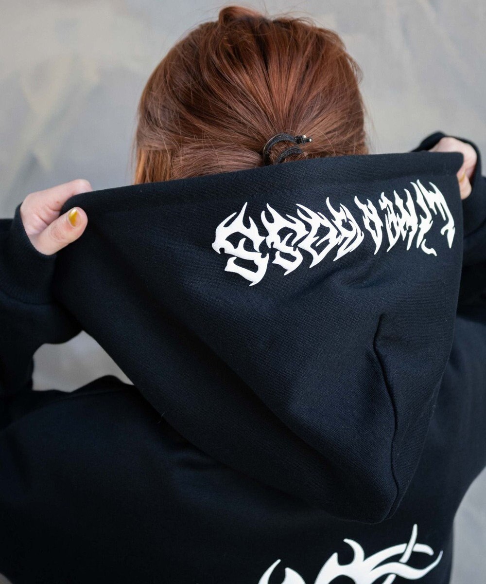 WEGO 【裏起毛/セットアップ対応】グラフィック裏起毛ZIPビッグパーカー 