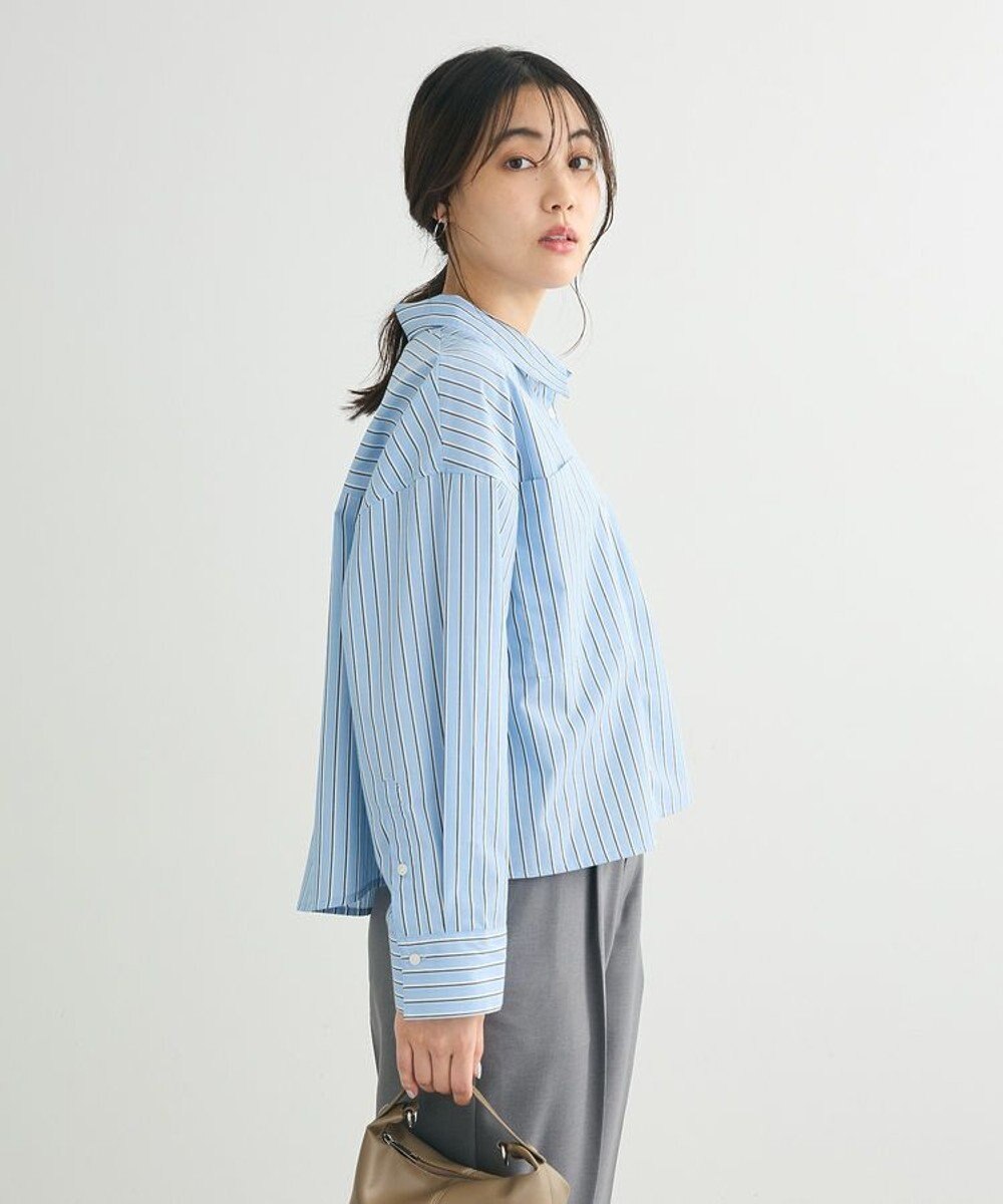 Green Parks イージーケアショート丈ストライプシャツ 