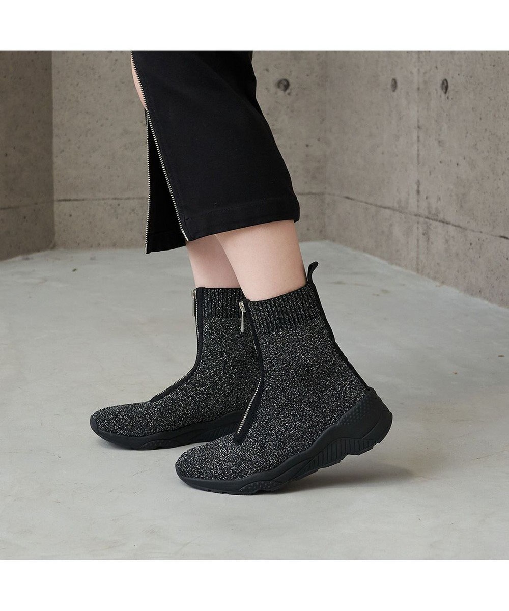 MODE ET JACOMO <carino>フロントジップニットブーツ 