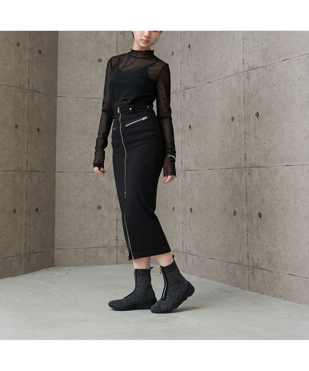 MODE ET JACOMO <carino>フロントジップニットブーツ 