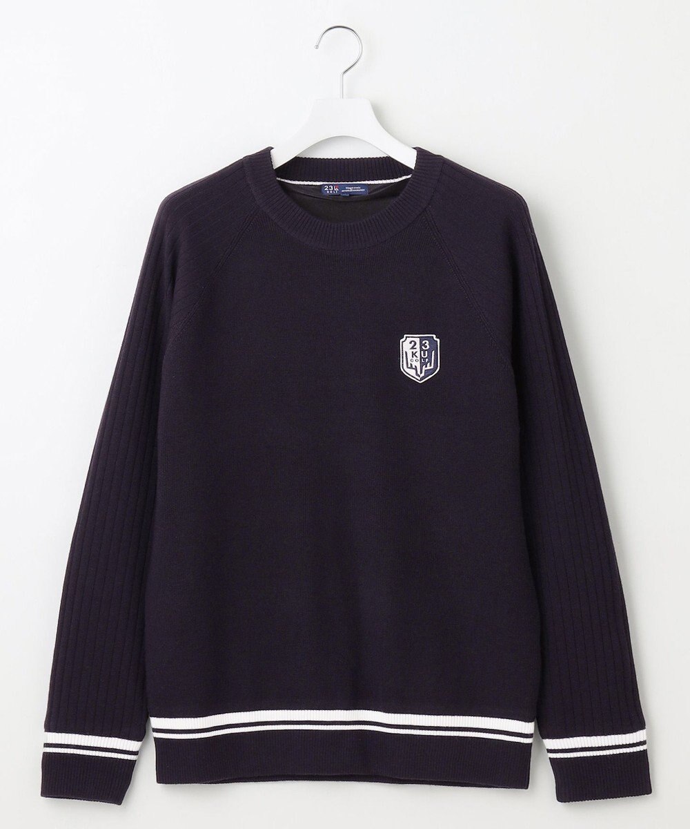 23区GOLF 裏地付きニットで温か【MEN】【蓄熱】ウールブレンド裏付 ニット 