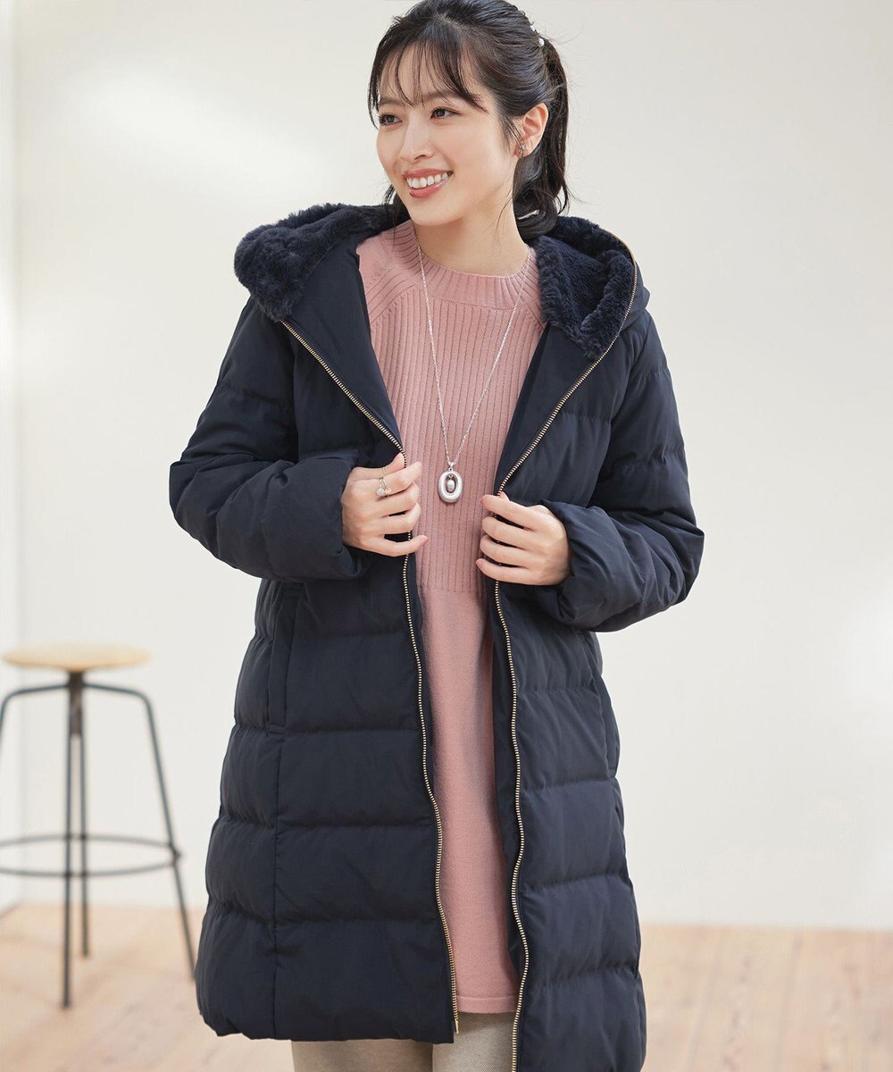 Tiaclasse フード裏エコファーダウンコート 