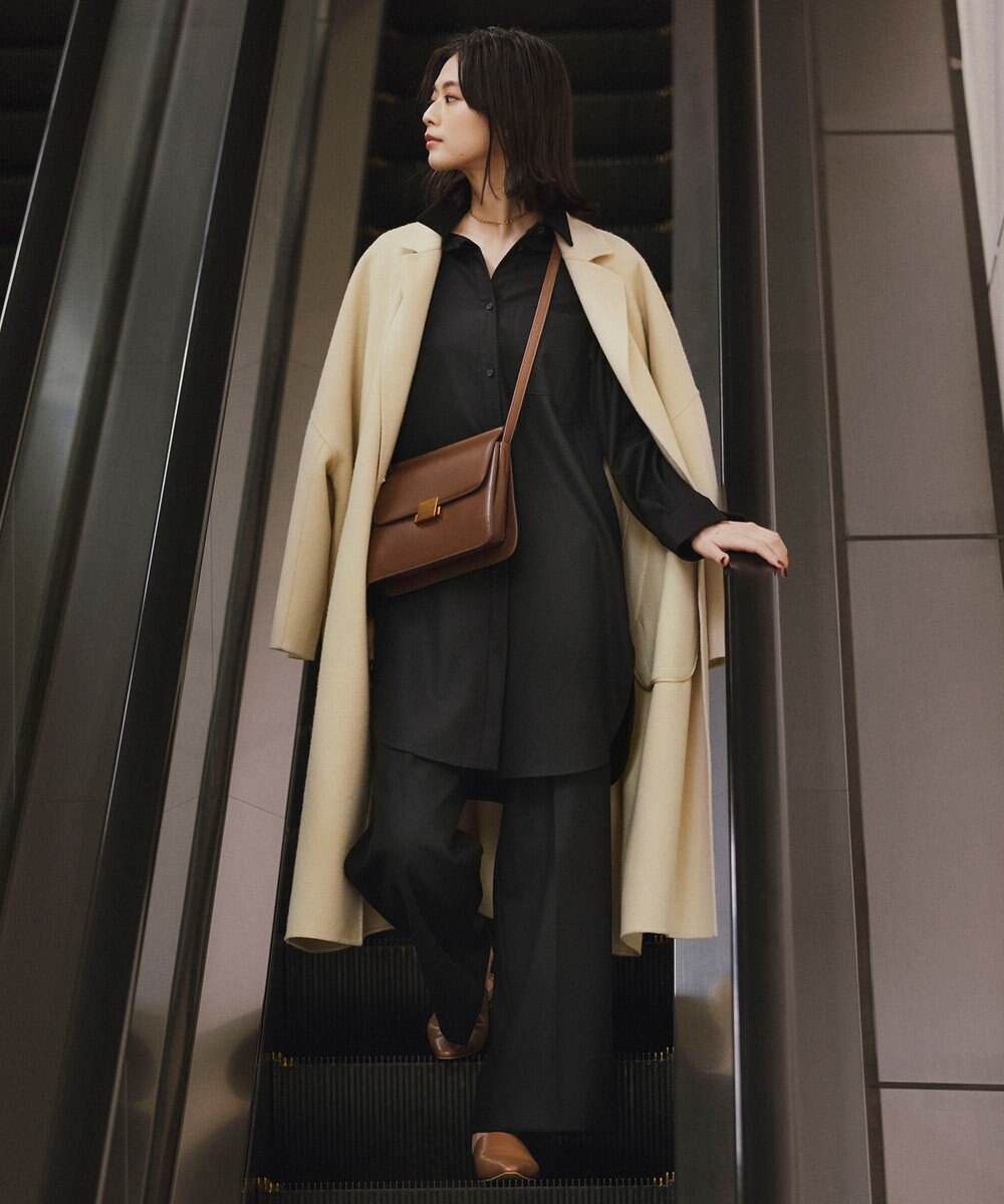 ICB L 【洗える】 ウールミルドサキソニー ロングシャツ 