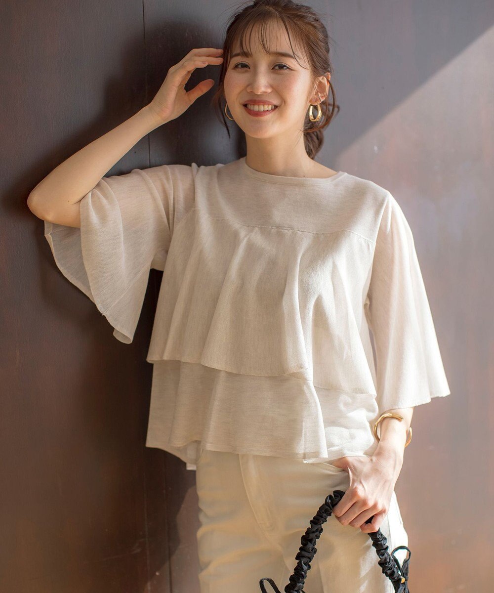 ANY SIS 【洗える】フリルシアー ニット 