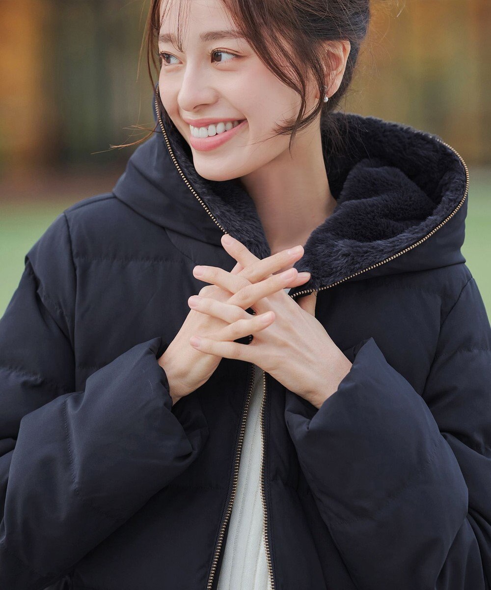 Tiaclasse フード裏エコファーダウンコート 