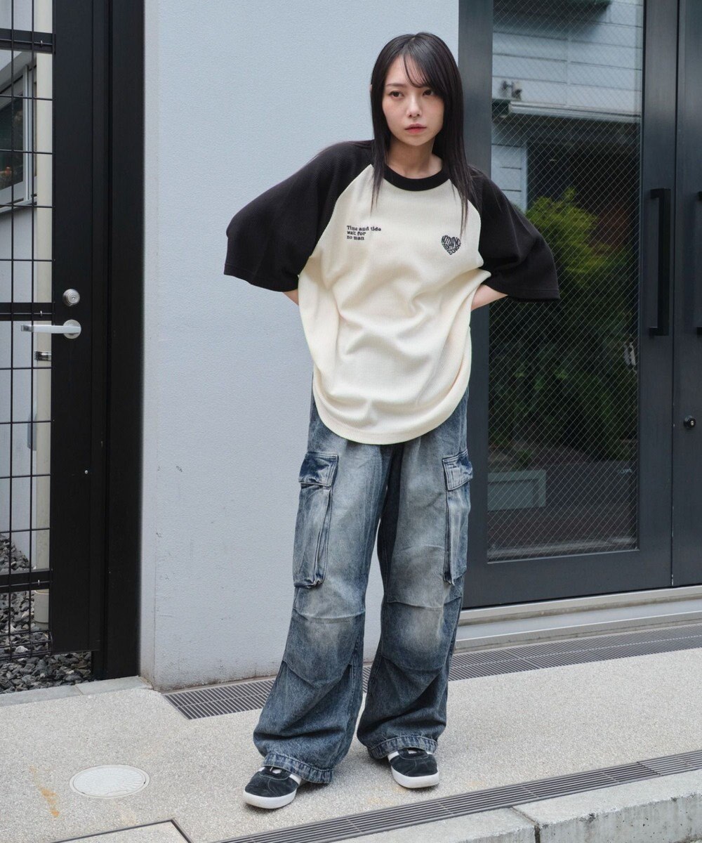 WEGO 【ユニセックス着用ITEM/MLサイズ展開】ワッフルラグランT（SS） 