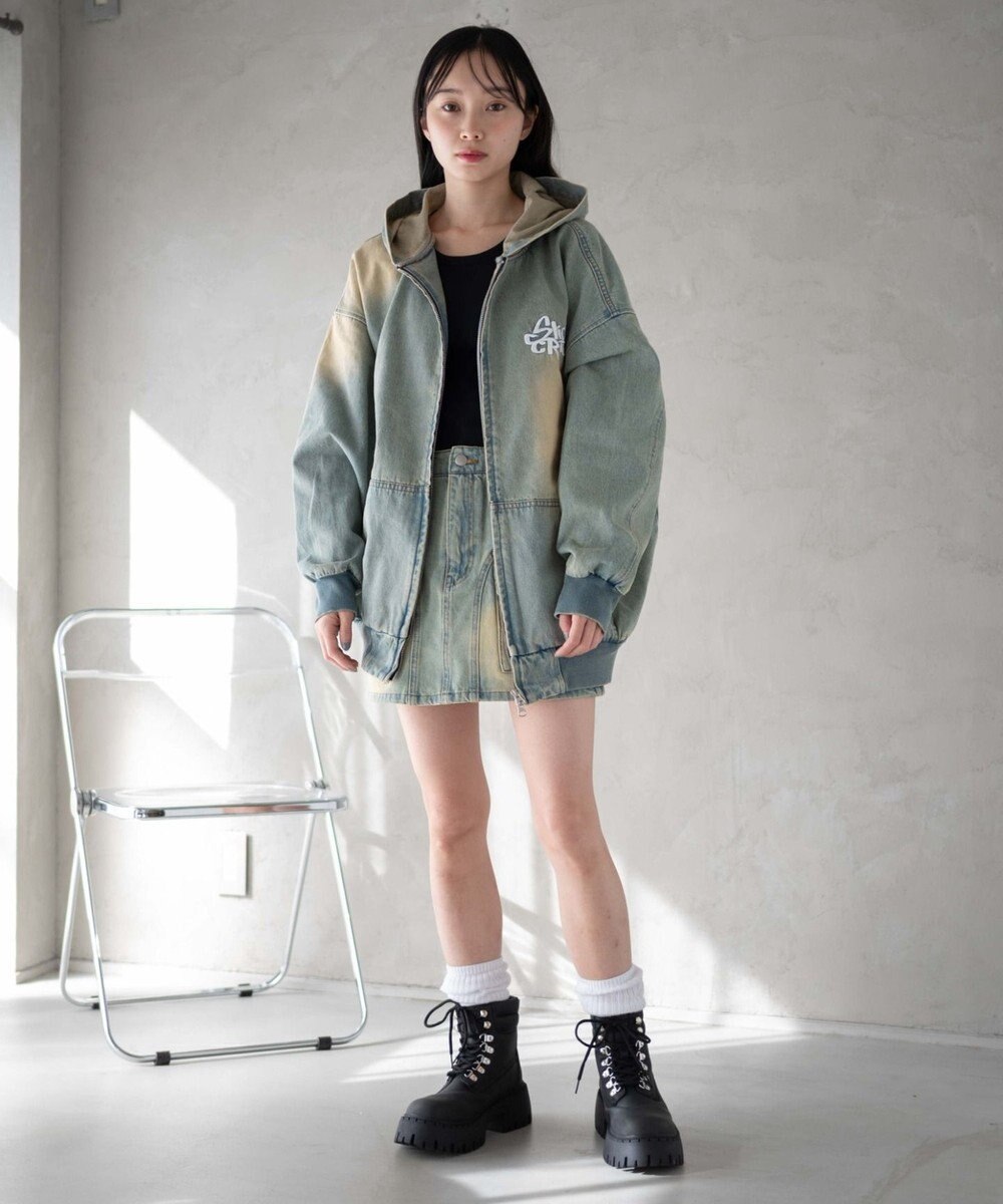 WEGO ヴィンテージウォッシュBIGフードブルゾン 