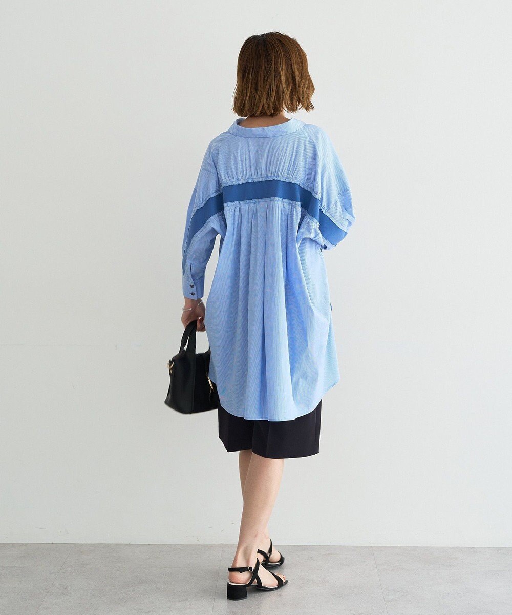 YECCA VECCA リブMIXストライプオーバーシャツ 