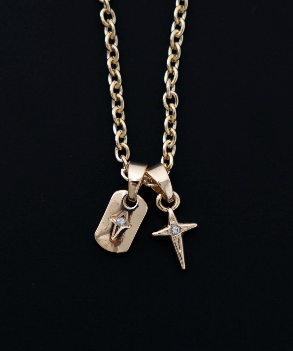 WEGO Mラインストーンダブルモチーフネックレス 