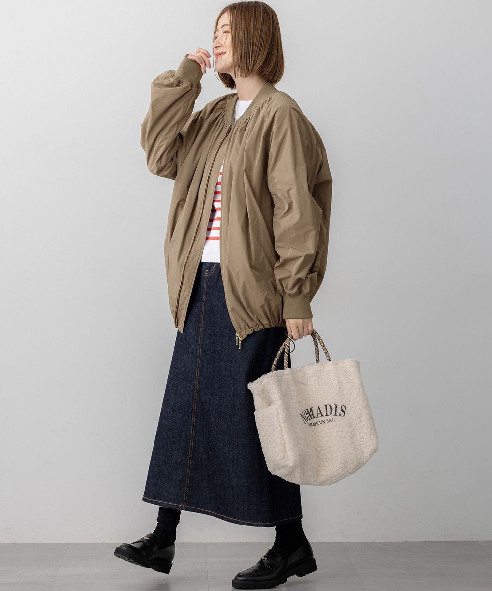 23区 L 【撥水加工】ソフトメモリータフタ ミドル丈 ブルゾン 