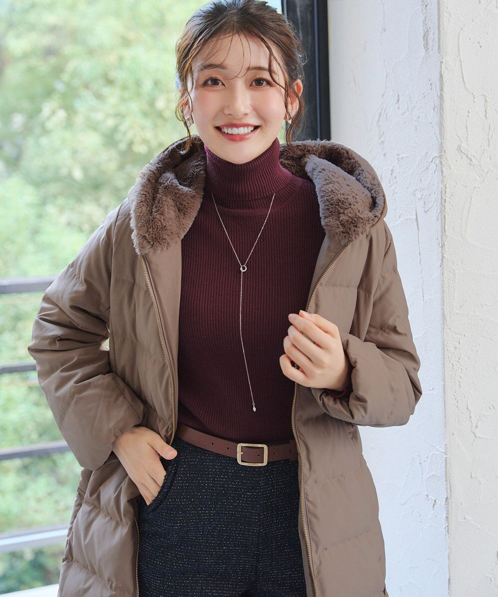 Tiaclasse フード裏エコファーダウンコート 