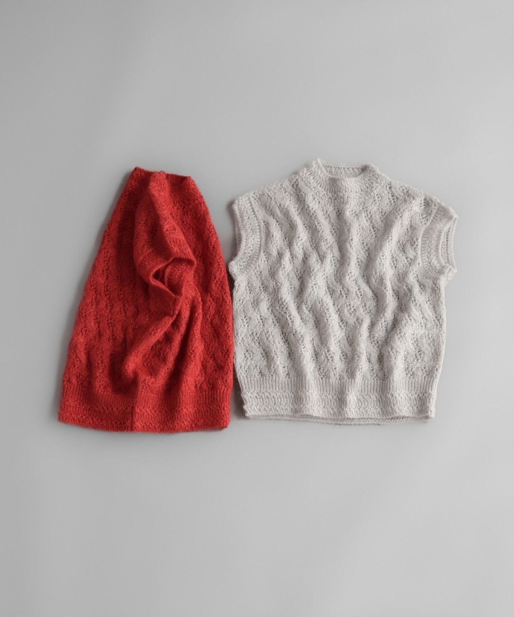 muuc 〈高品質シルク＆アンゴラモヘア〉模様編み ボトルネックベスト 