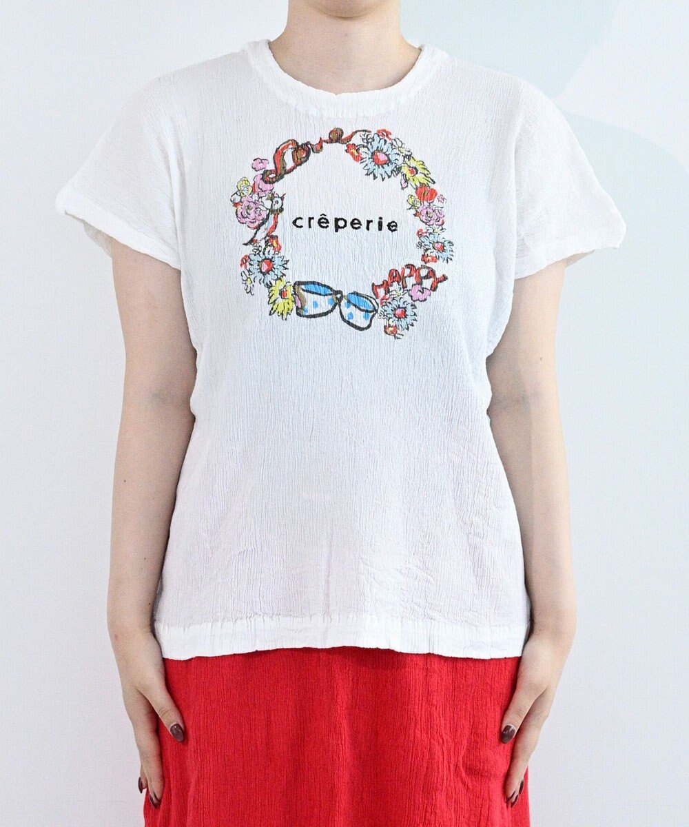 crêprie tsumori chisato creperie HAND PRINT T-Shirt FLOWER クレプリ フラワーリースプリント ドルマンTシャツ 
