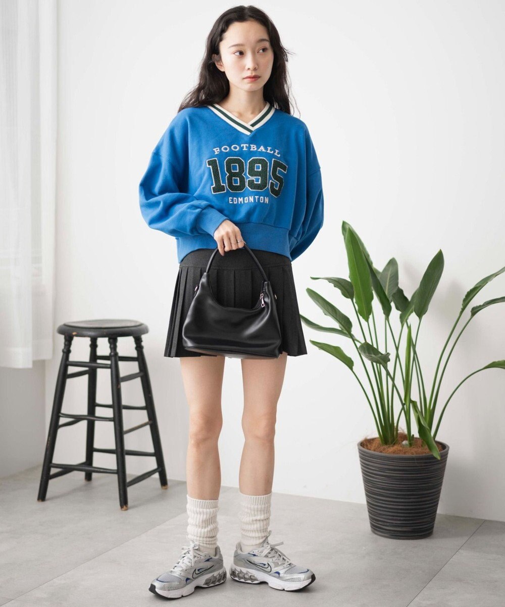 WEGO Vネックラインリブショートスウェット 