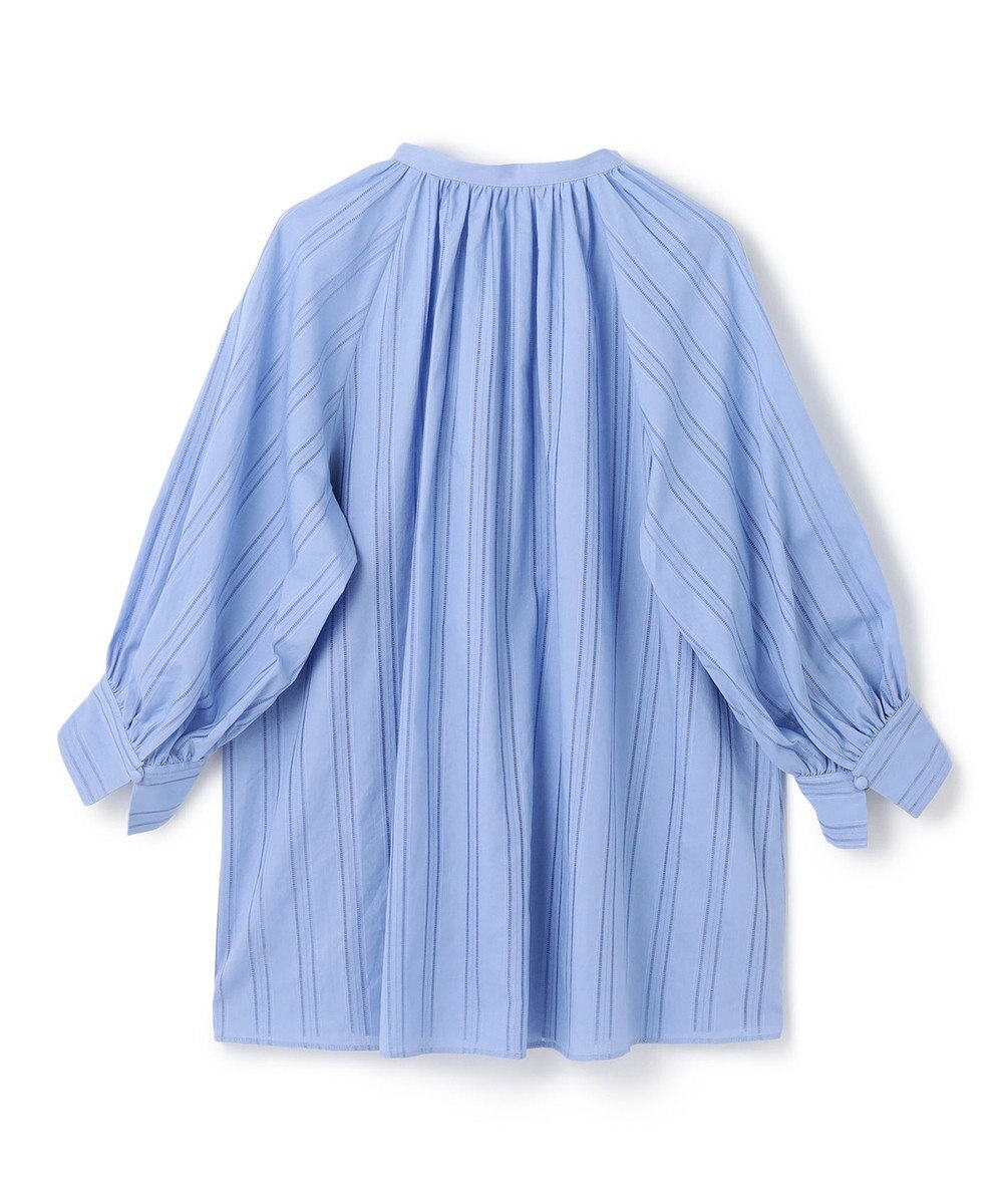 UNFILO ストライプレース ギャザーブラウス 