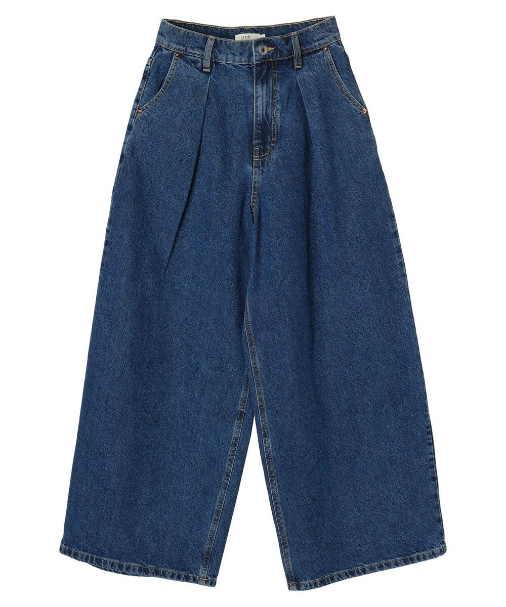 earth music&ecology タックワイドデニムパンツ 