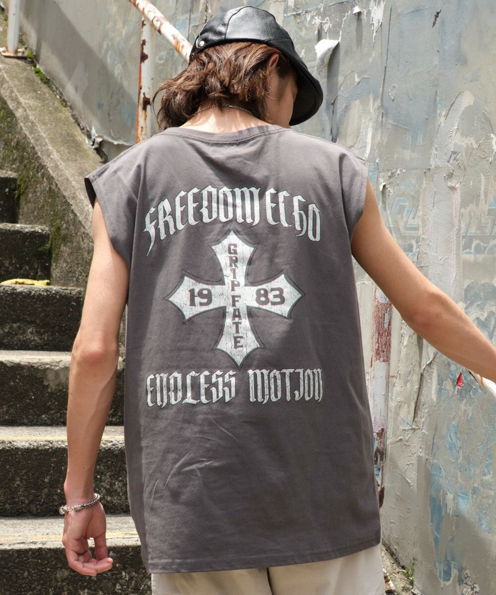 WEGO 【ユニセックス着用ITEM/MLサイズ展開】ヴィンテージライクグラフィックノースリーブ 