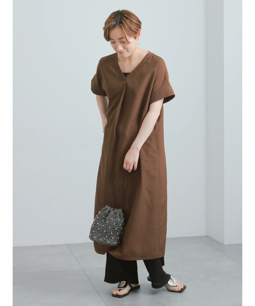 Te chichi 麻調サックワンピース 
