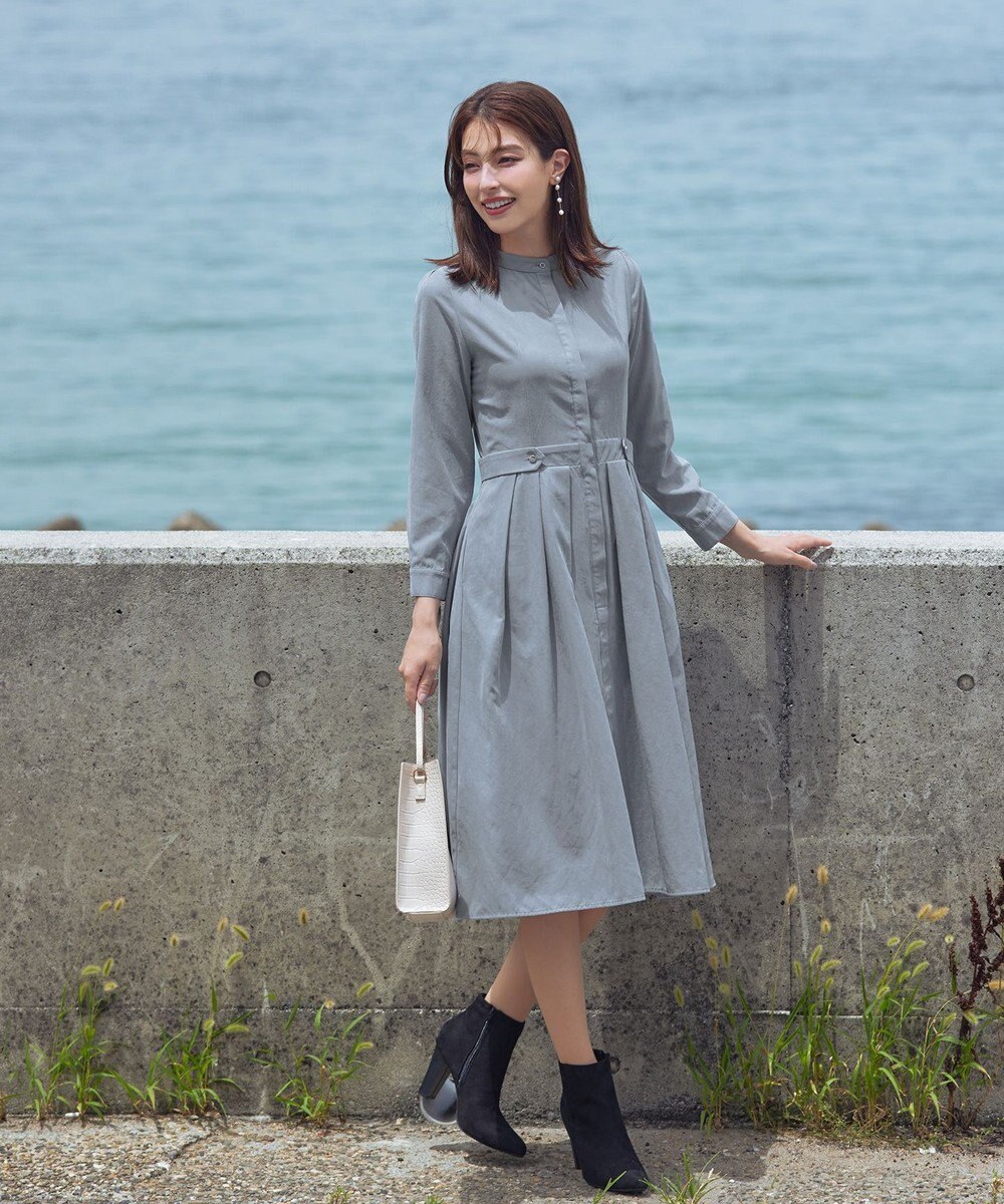 Tiaclasse 【新色追加・洗える】ピーチスキンバンドカラーワンピース 