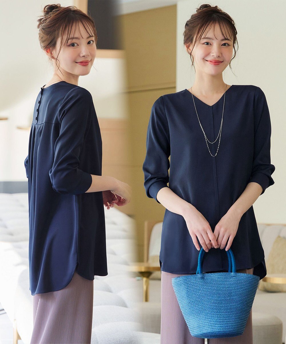 Tiaclasse L 【洗える】ラウンドスリットチュニック 