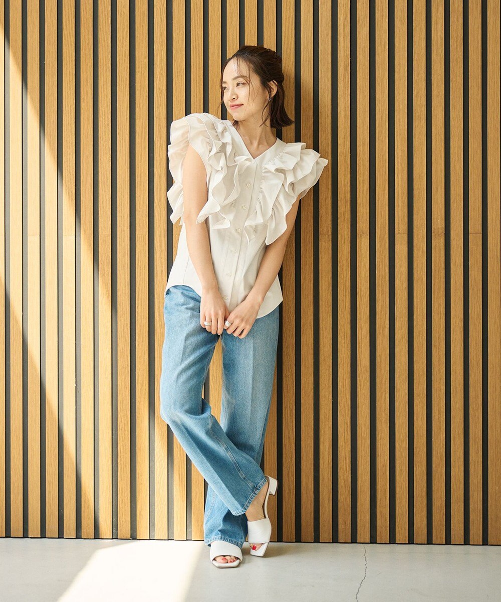 #Newans ラッフルフリルブラウス 