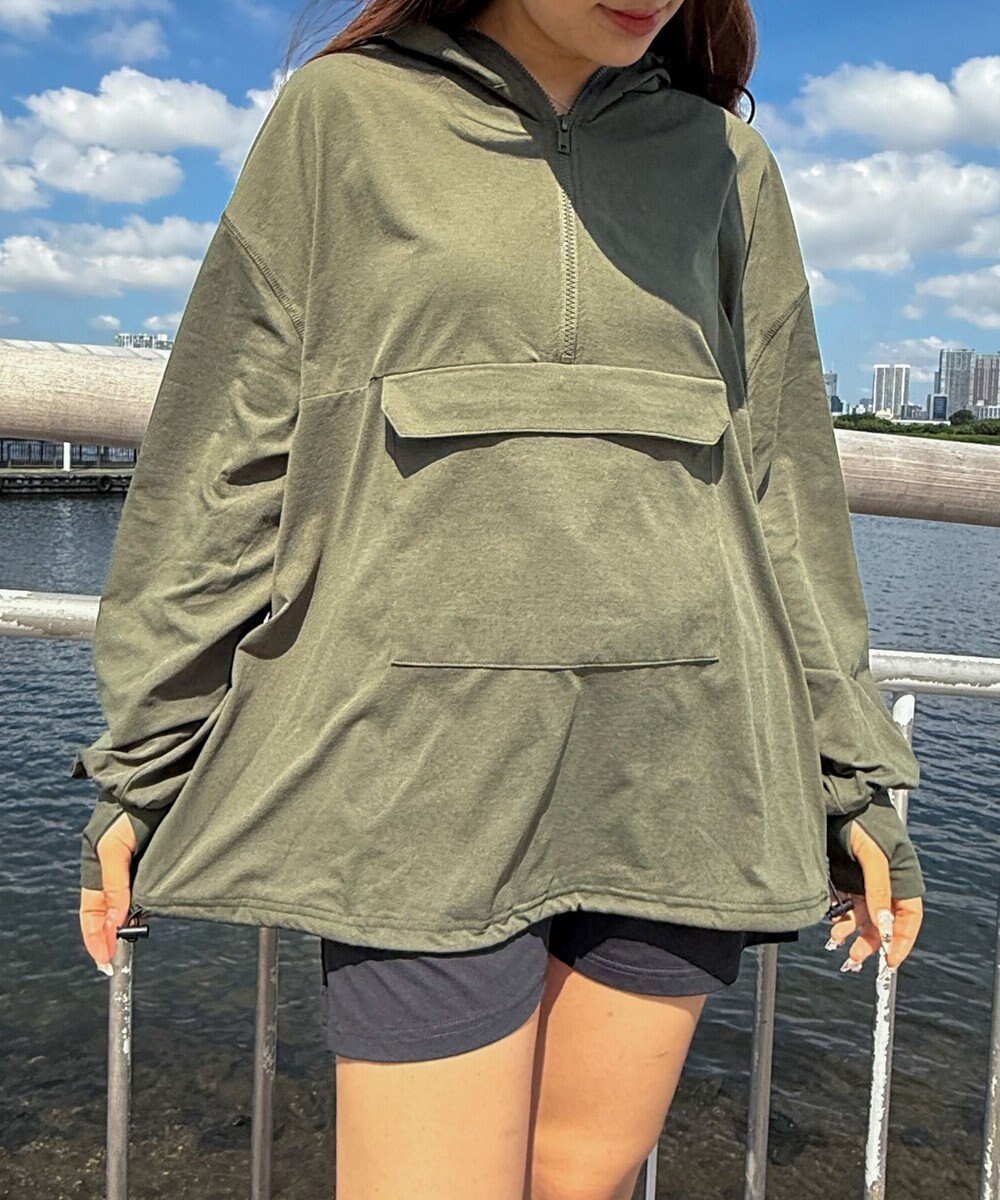 WEGO 【UVカット/吸水速乾/水陸両用/ラッシュガード】ハーフジップアノラックパーカー 