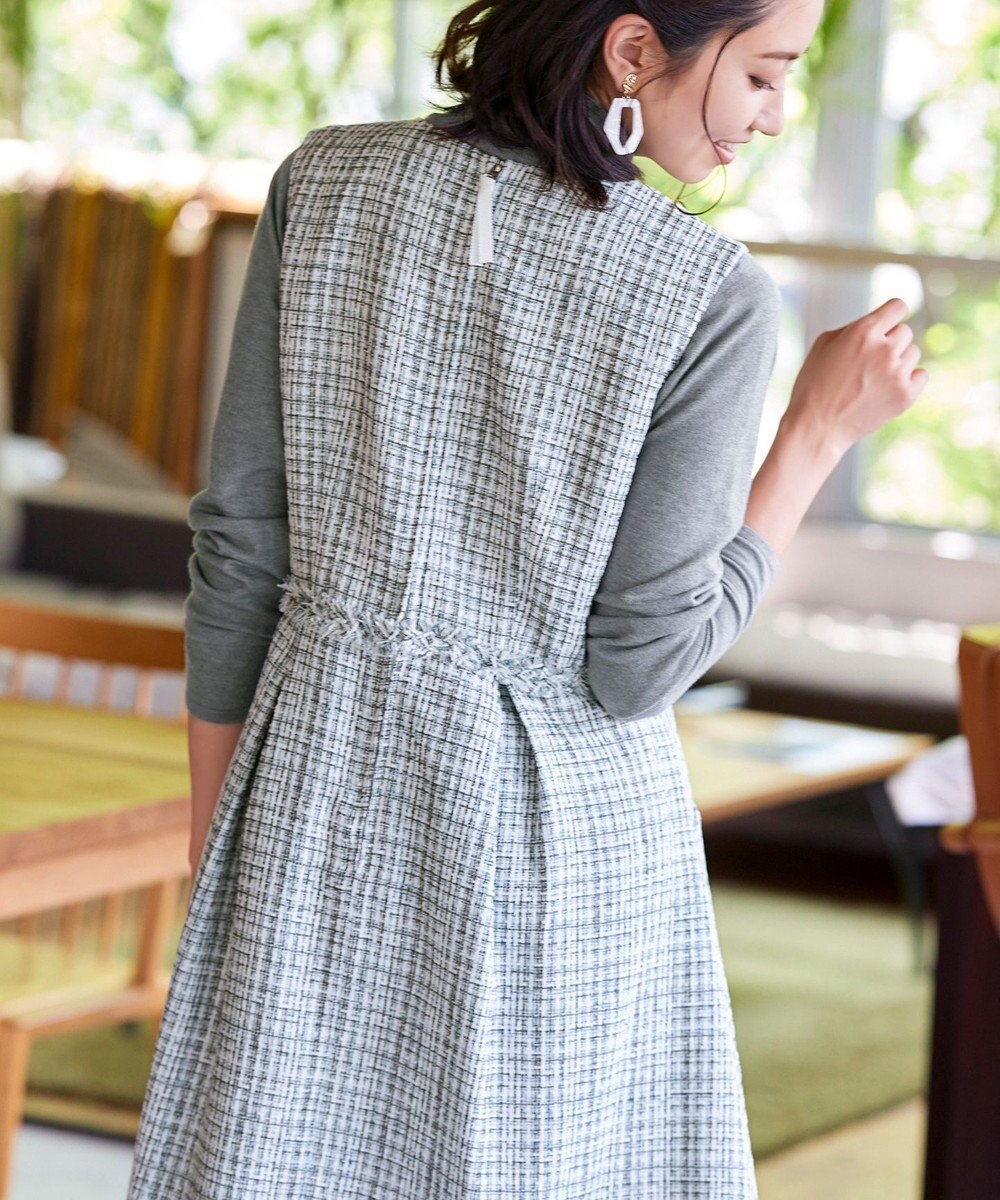 Tiaclasse 【洗える】大人華やかなツイードワンピース 