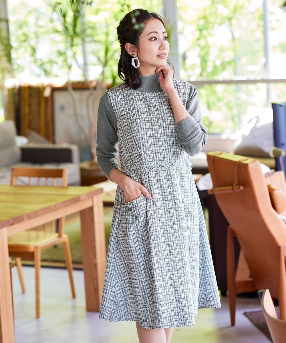 Tiaclasse 【洗える】大人華やかなツイードワンピース 